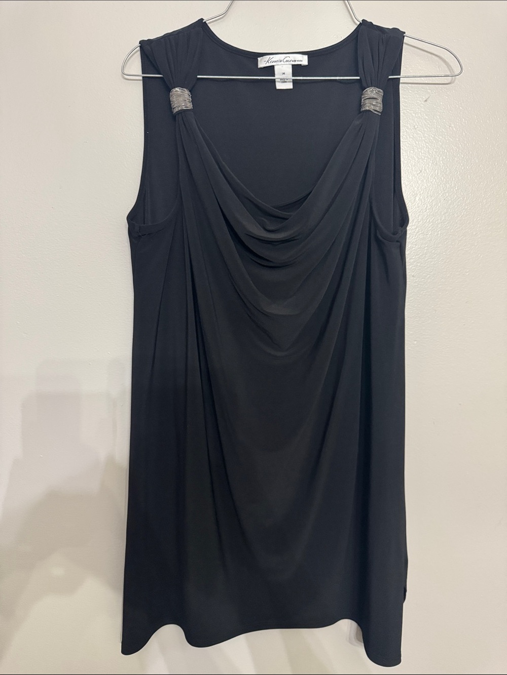 Kenneth Cole Black Sleeveless Draped Cowl Mini Dress